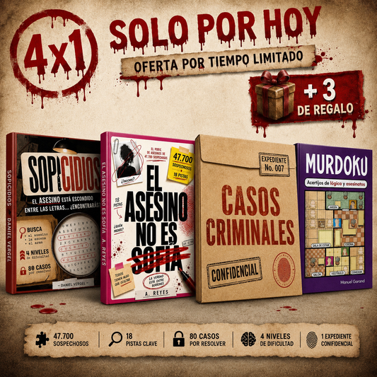 4X1 | El Asesino no es Sofía: El Enigma de los 47.700 Sospechosos + 3 Libros de Regalo
